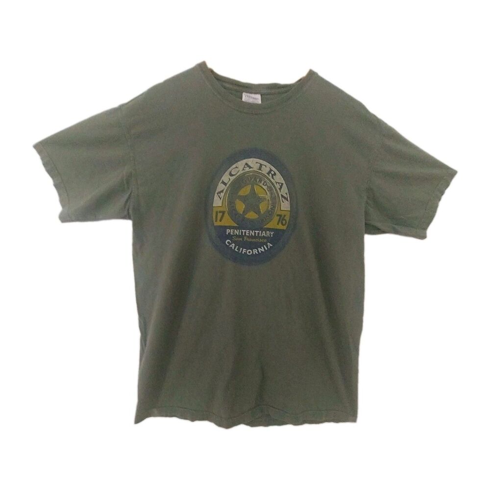Alcatraz Prison T-shirt Size Large Green 1776 Prison Guard Comfort Colors